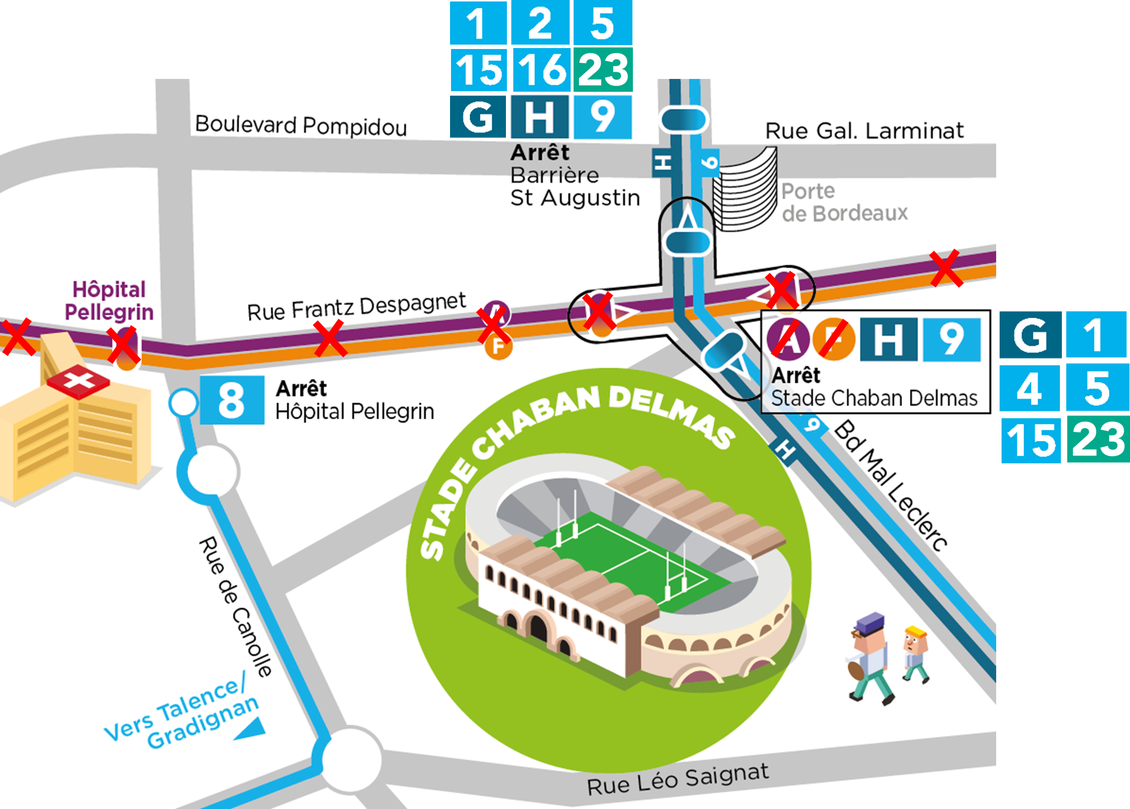 Plan de la desserte du stade le 31 octobre