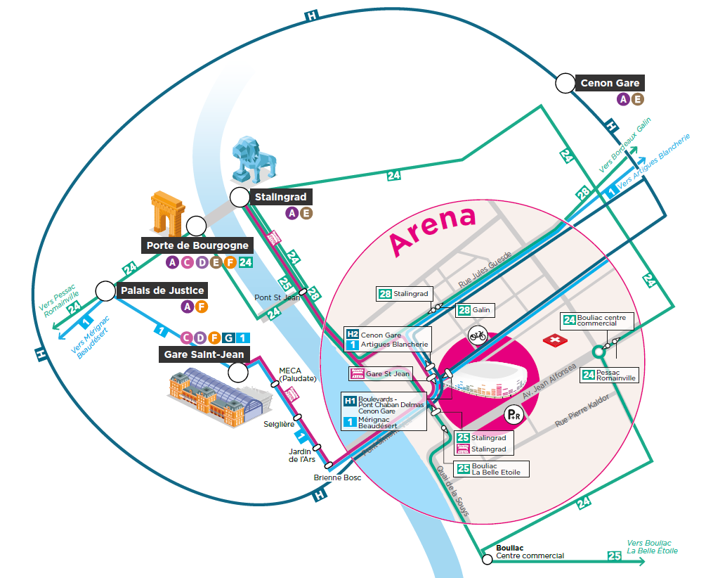 mapa de acceso a la Arkea Arena